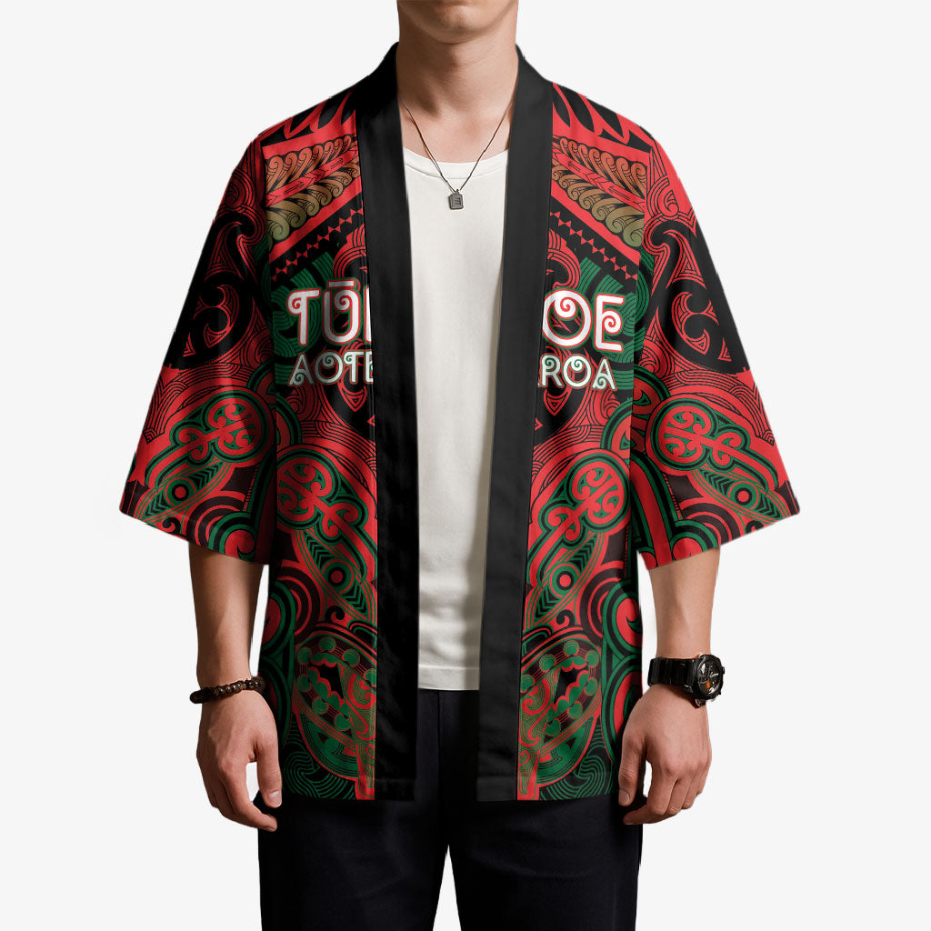Aotearoa Iwi Tuhoe Personalised Kimono Maori Kowhaiwhai Pattern LT19 - Polynesian Pride