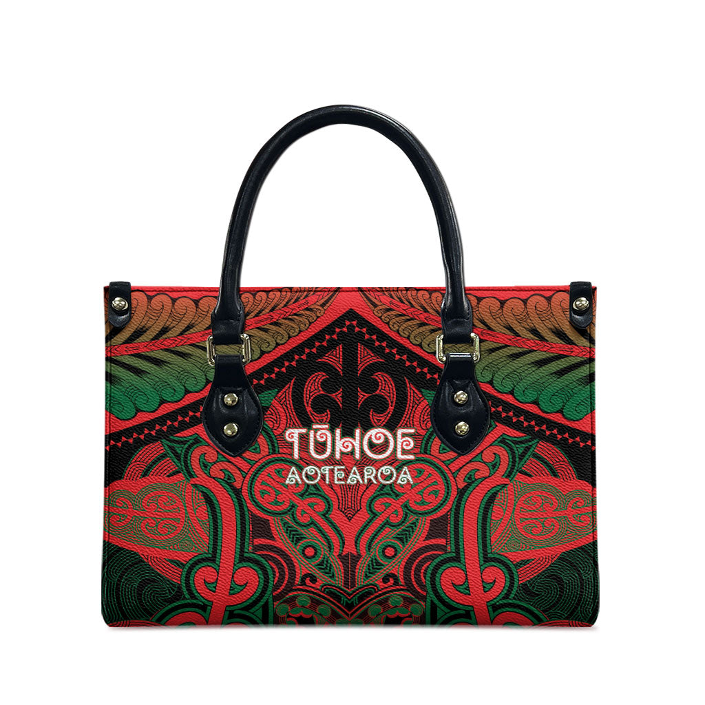 Aotearoa Iwi Tuhoe Leather Bag Maori Kowhaiwhai Pattern LT19 - Polynesian Pride