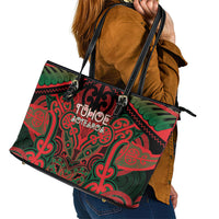 Aotearoa Iwi Tuhoe Leather Tote Bag Maori Kowhaiwhai Pattern LT19 - Polynesian Pride