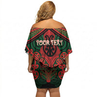 Aotearoa Iwi Tuhoe Personalised Off Shoulder Short Dress Maori Kowhaiwhai Pattern LT19 - Polynesian Pride