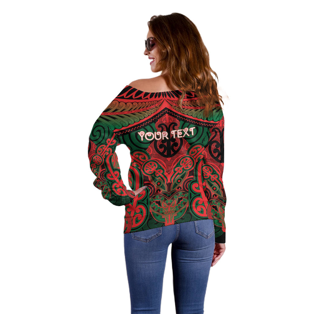Aotearoa Iwi Tuhoe Personalised Off Shoulder Sweater Maori Kowhaiwhai Pattern LT19 - Polynesian Pride