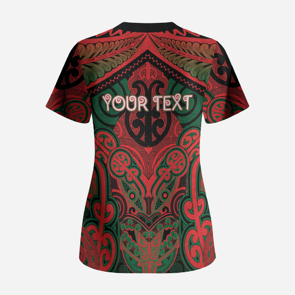 Aotearoa Iwi Tuhoe Personalised Scrub Top Maori Kowhaiwhai Pattern LT19 - Polynesian Pride