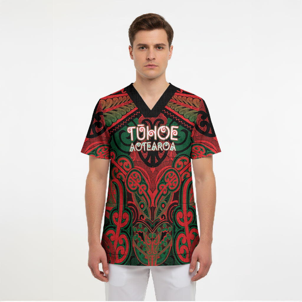 Aotearoa Iwi Tuhoe Personalised Scrub Top Maori Kowhaiwhai Pattern LT19 - Polynesian Pride