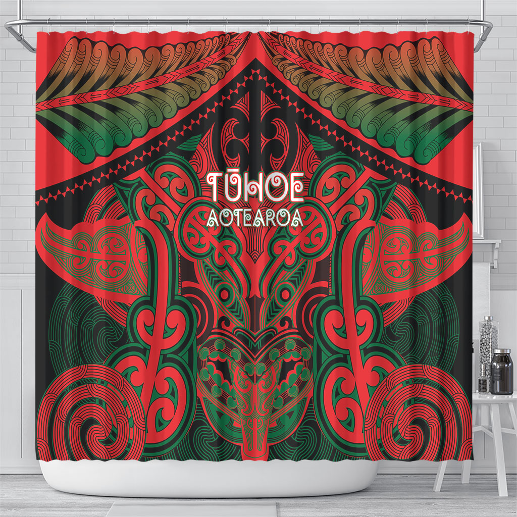Aotearoa Iwi Tuhoe Shower Curtain Maori Kowhaiwhai Pattern LT19 - Polynesian Pride