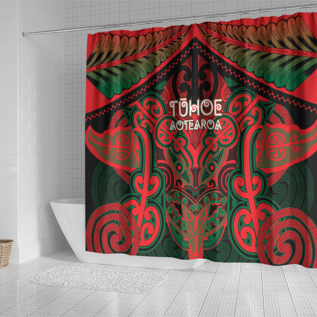 Aotearoa Iwi Tuhoe Shower Curtain Maori Kowhaiwhai Pattern LT19 - Polynesian Pride