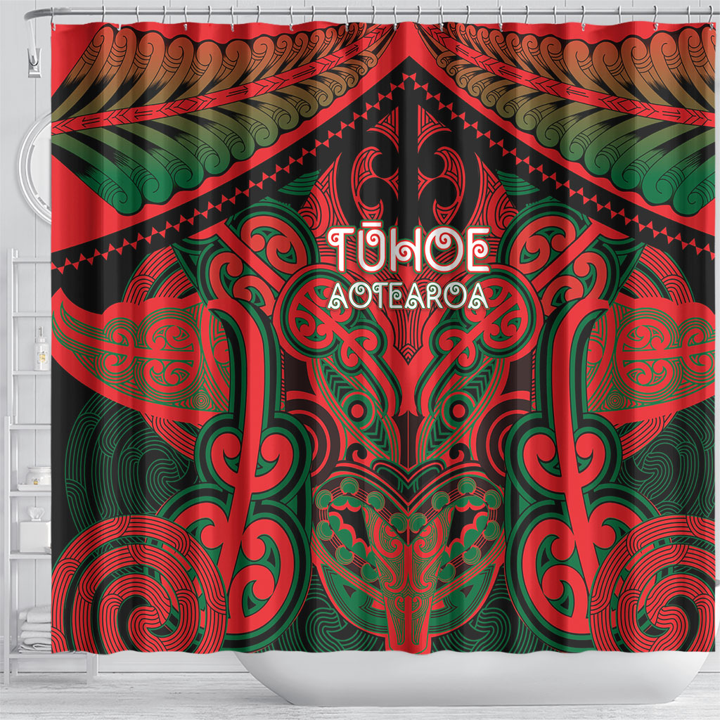 Aotearoa Iwi Tuhoe Shower Curtain Maori Kowhaiwhai Pattern LT19 - Polynesian Pride
