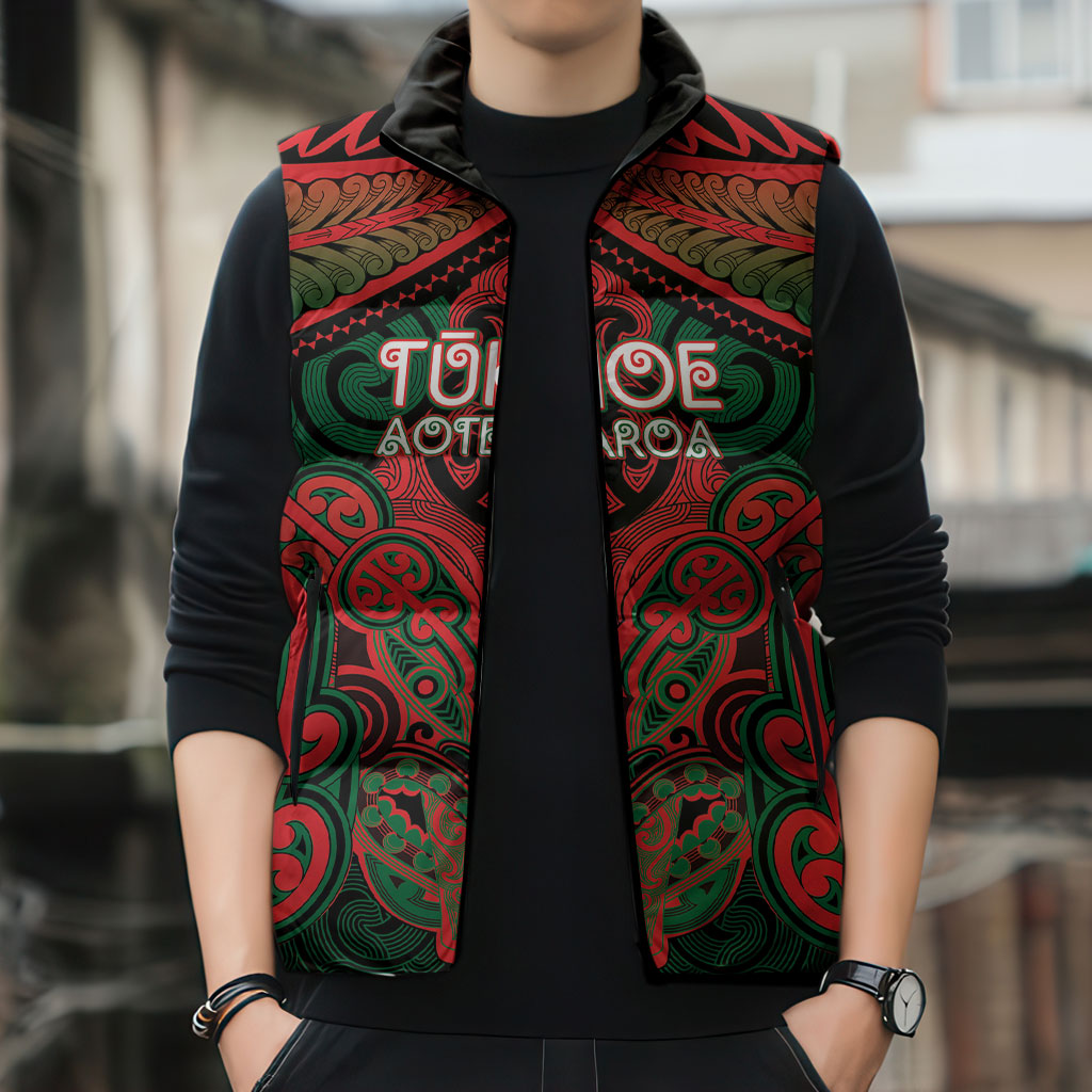 Aotearoa Iwi Tuhoe Personalised Sleeveless Puffer Jacket Maori Kowhaiwhai Pattern LT19 - Polynesian Pride