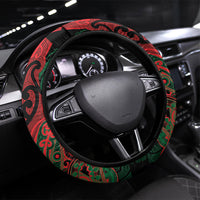 Aotearoa Iwi Tuhoe Steering Wheel Cover Maori Kowhaiwhai Pattern LT19 Universal Fit Red - Polynesian Pride