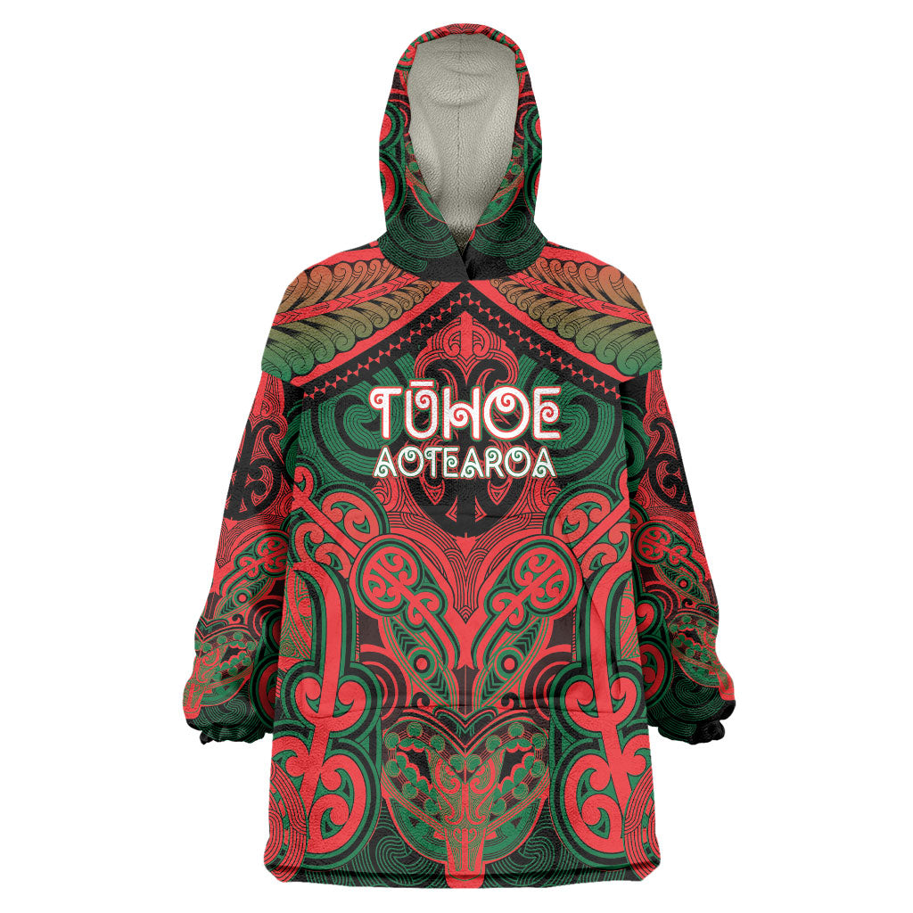 Aotearoa Iwi Tuhoe Personalised Wearable Blanket Hoodie Maori Kowhaiwhai Pattern LT19 One Size Red - Polynesian Pride