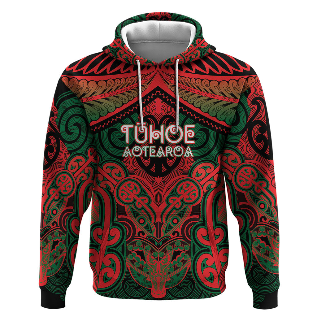 Aotearoa Iwi Tuhoe Personalised Zip Hoodie Maori Kowhaiwhai Pattern LT19 Pullover Hoodie Red - Polynesian Pride