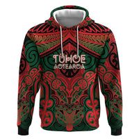 Aotearoa Iwi Tuhoe Personalised Zip Hoodie Maori Kowhaiwhai Pattern LT19 Pullover Hoodie Red - Polynesian Pride
