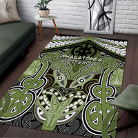 Aotearoa Iwi Whakatohea Area Rug Maori Kowhaiwhai Pattern LT19 Olive Green - Polynesian Pride