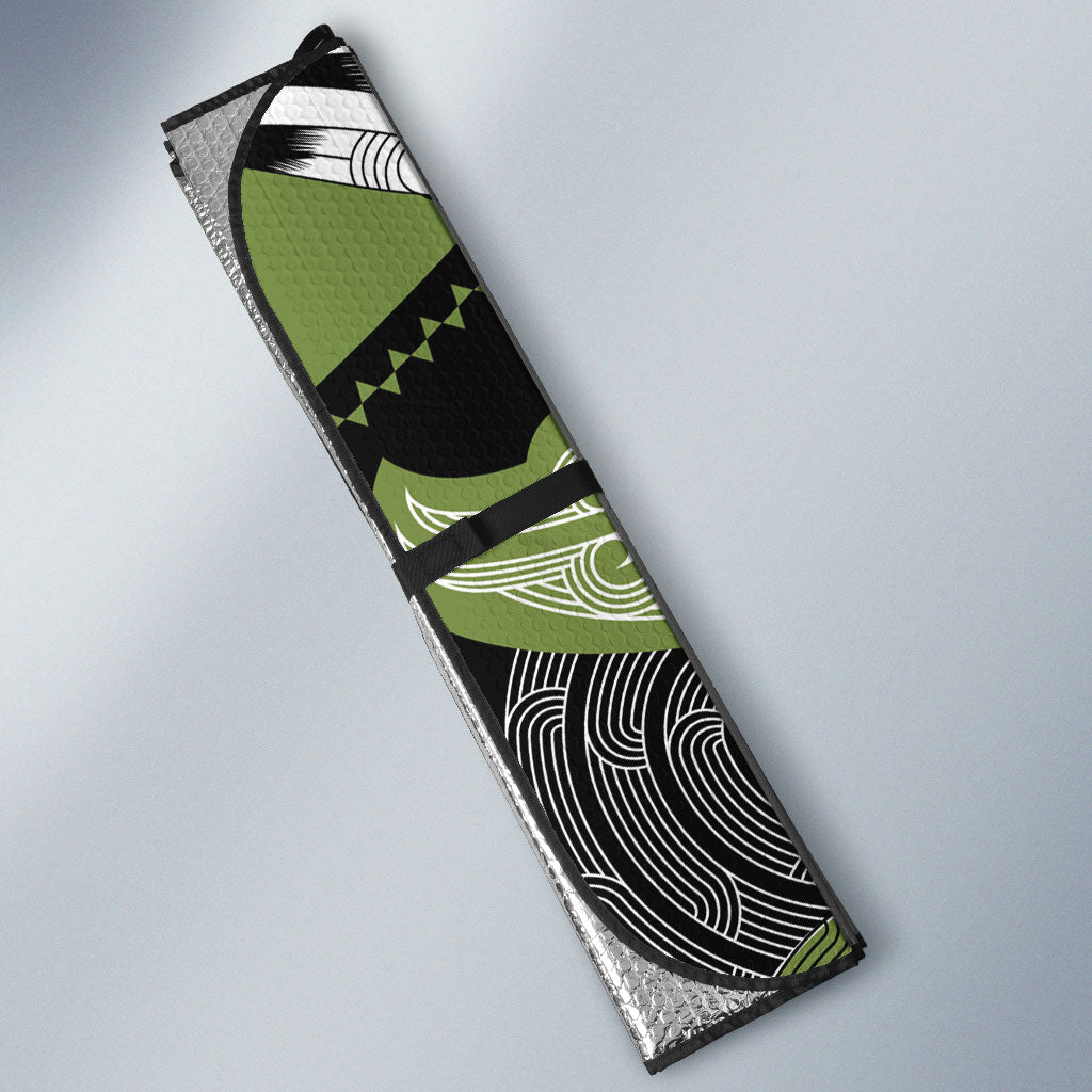 Aotearoa Iwi Whakatohea Auto Sun Shade Maori Kowhaiwhai Pattern LT19 - Polynesian Pride