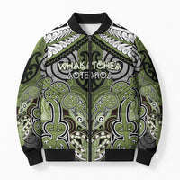 Aotearoa Iwi Whakatohea Personalised Bomber Puffer Jacket Maori Kowhaiwhai Pattern LT19 Unisex Olive Green - Polynesian Pride