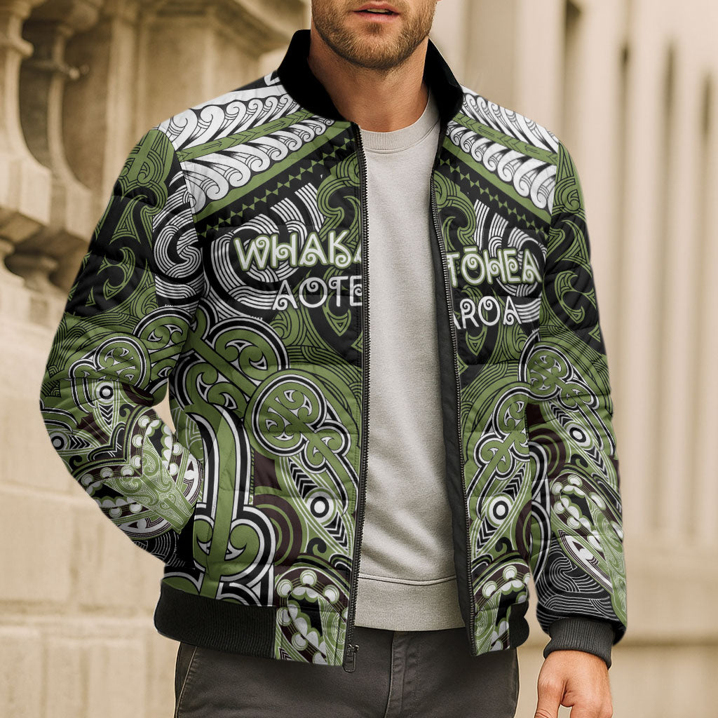 Aotearoa Iwi Whakatohea Personalised Bomber Puffer Jacket Maori Kowhaiwhai Pattern LT19 - Polynesian Pride