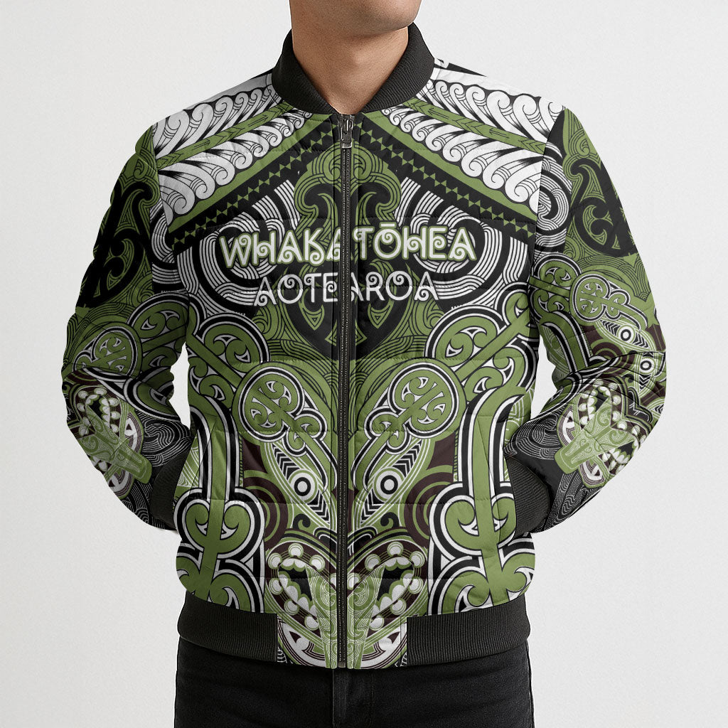 Aotearoa Iwi Whakatohea Personalised Bomber Puffer Jacket Maori Kowhaiwhai Pattern LT19 - Polynesian Pride