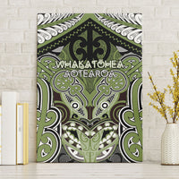 Aotearoa Iwi Whakatohea Canvas Wall Art Maori Kowhaiwhai Pattern LT19 Without Frame Olive Green - Polynesian Pride