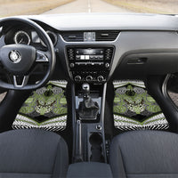Aotearoa Iwi Whakatohea Personalised Car Mats Maori Kowhaiwhai Pattern LT19 Set 2pcs - Front Olive Green - Polynesian Pride