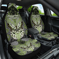 Aotearoa Iwi Whakatohea Car Seat Cover Maori Kowhaiwhai Pattern LT19 One Size Olive Green - Polynesian Pride