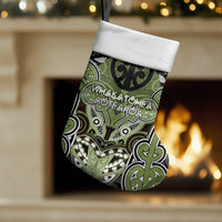 Aotearoa Iwi Whakatohea Personalised Christmas Stocking Maori Kowhaiwhai Pattern LT19 Set of 2 Olive Green - Polynesian Pride