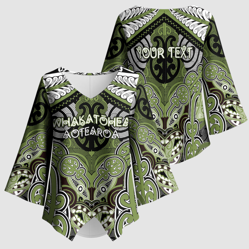 Aotearoa Iwi Whakatohea Personalised Kimono Sleeve Blouse Maori Kowhaiwhai Pattern LT19 - Polynesian Pride