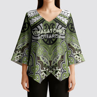 Aotearoa Iwi Whakatohea Personalised Kimono Sleeve Blouse Maori Kowhaiwhai Pattern LT19 - Polynesian Pride