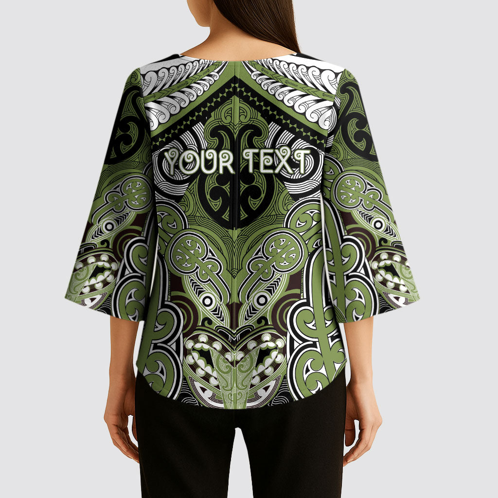 Aotearoa Iwi Whakatohea Personalised Kimono Sleeve Blouse Maori Kowhaiwhai Pattern LT19 - Polynesian Pride