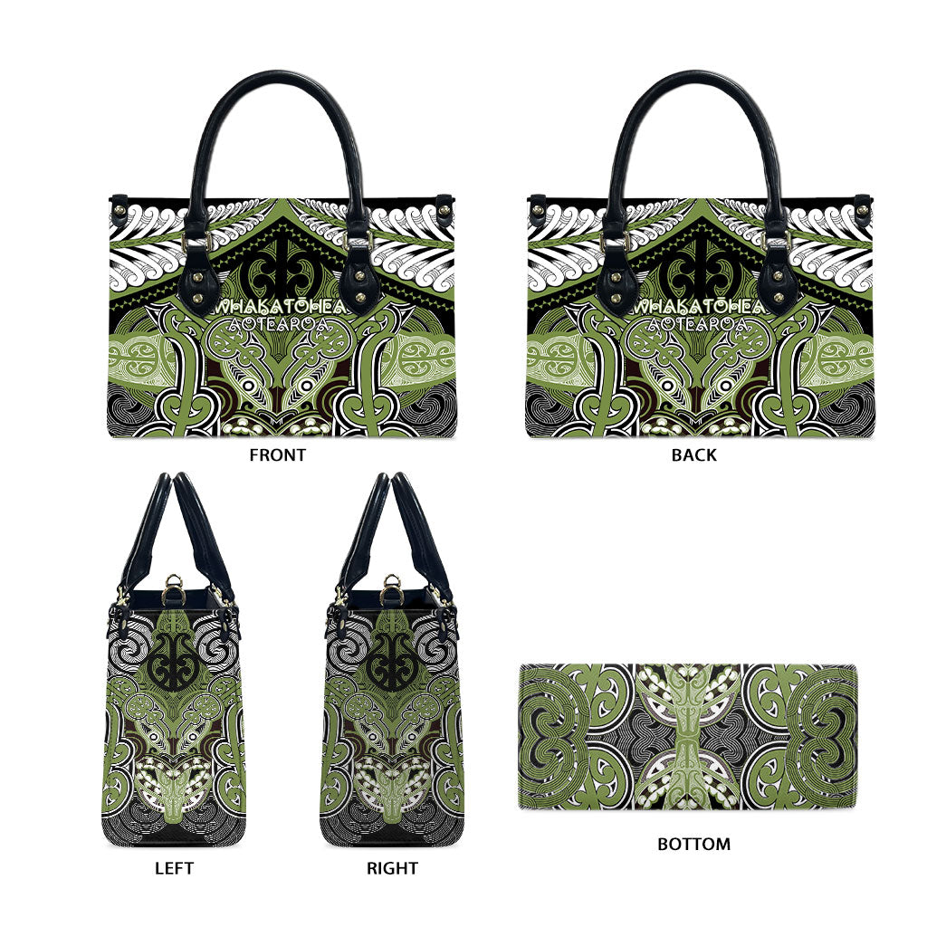Aotearoa Iwi Whakatohea Leather Bag Maori Kowhaiwhai Pattern LT19 - Polynesian Pride