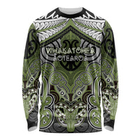Aotearoa Iwi Whakatohea Personalised Long Sleeve Shirt Maori Kowhaiwhai Pattern LT19 Unisex Olive Green - Polynesian Pride