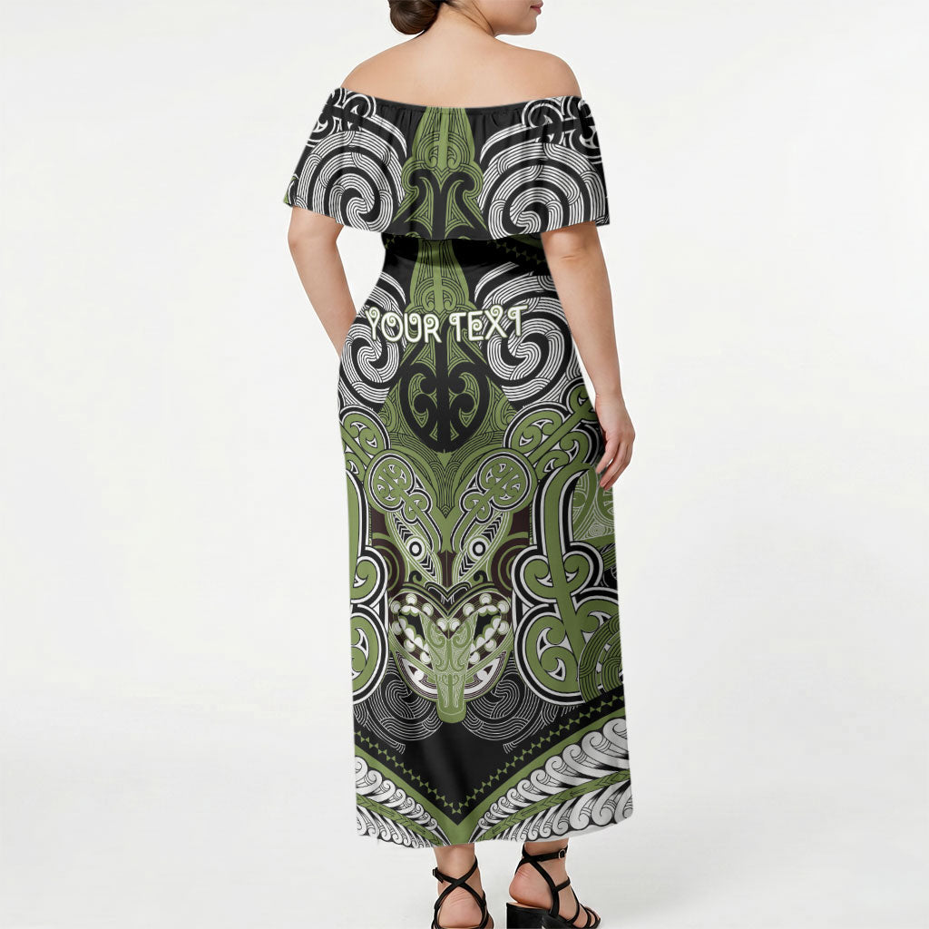 Aotearoa Iwi Whakatohea Personalised Off Shoulder Maxi Dress Maori Kowhaiwhai Pattern LT19 - Polynesian Pride