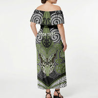 Aotearoa Iwi Whakatohea Personalised Off Shoulder Maxi Dress Maori Kowhaiwhai Pattern LT19 - Polynesian Pride