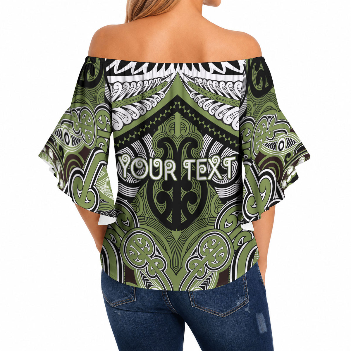 Aotearoa Iwi Whakatohea Personalised Off Shoulder Wrap Waist Top Maori Kowhaiwhai Pattern LT19 - Polynesian Pride