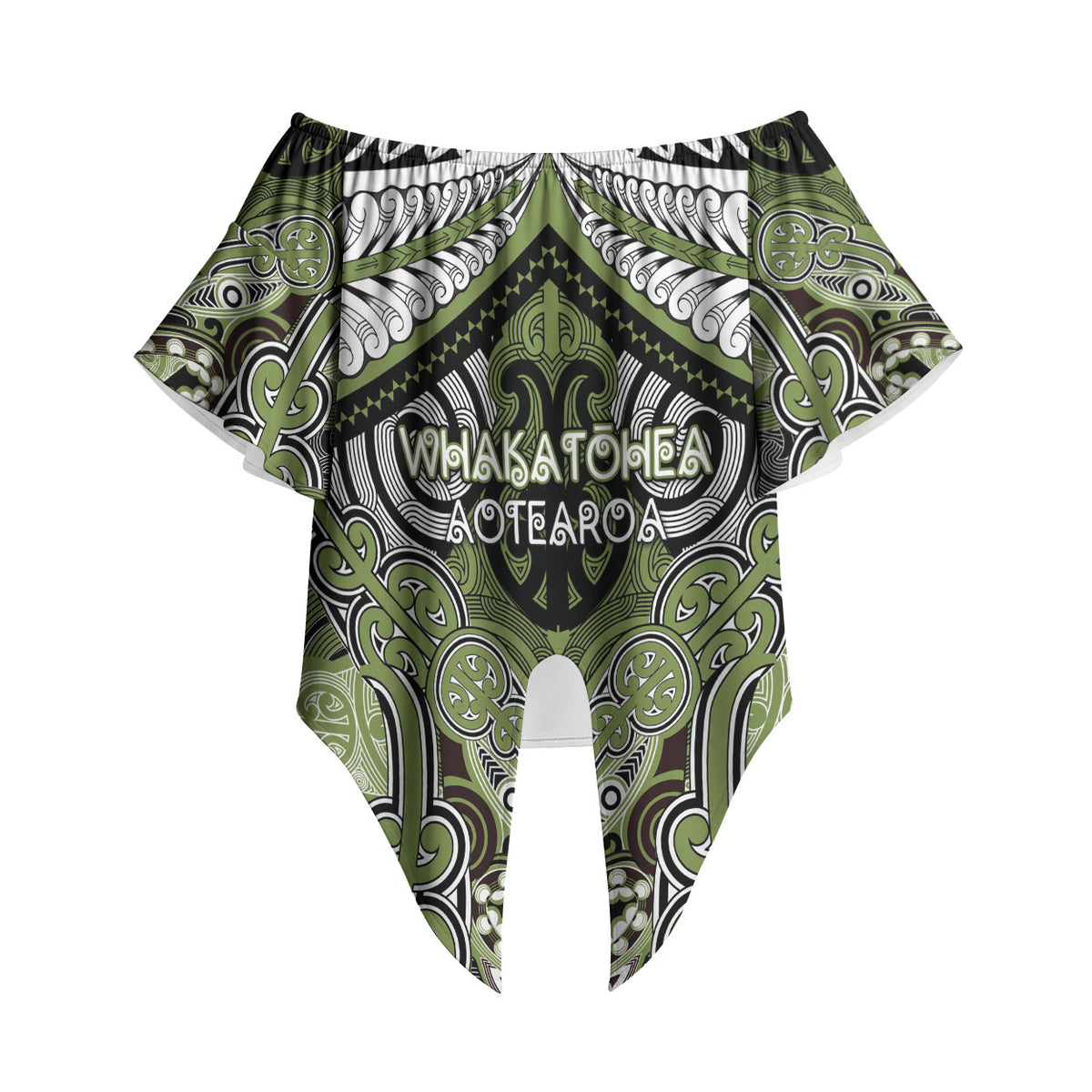 Aotearoa Iwi Whakatohea Personalised Off Shoulder Wrap Waist Top Maori Kowhaiwhai Pattern LT19 - Polynesian Pride