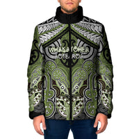 Aotearoa Iwi Whakatohea Personalised Padded Jacket Maori Kowhaiwhai Pattern LT19 Men Olive Green - Polynesian Pride