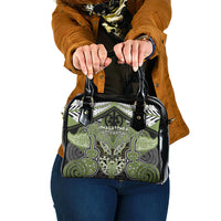 Aotearoa Iwi Whakatohea Shoulder Handbag Maori Kowhaiwhai Pattern LT19 One Size Olive Green - Polynesian Pride