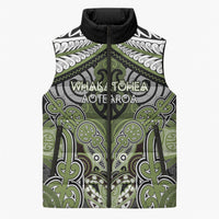 Aotearoa Iwi Whakatohea Personalised Sleeveless Puffer Jacket Maori Kowhaiwhai Pattern LT19 Unisex Olive Green - Polynesian Pride