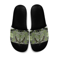 Aotearoa Iwi Whakatohea Slide Sandals Maori Kowhaiwhai Pattern LT19 Olive Green - Polynesian Pride