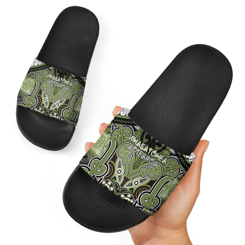 Aotearoa Iwi Whakatohea Slide Sandals Maori Kowhaiwhai Pattern LT19 - Polynesian Pride