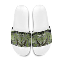 Aotearoa Iwi Whakatohea Slide Sandals Maori Kowhaiwhai Pattern LT19 Olive Green - Polynesian Pride