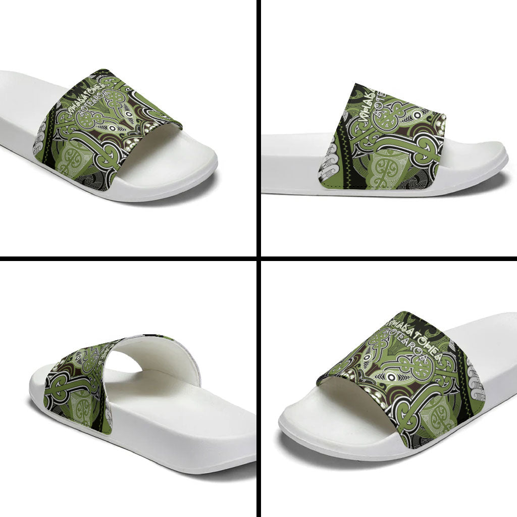 Aotearoa Iwi Whakatohea Slide Sandals Maori Kowhaiwhai Pattern LT19 - Polynesian Pride
