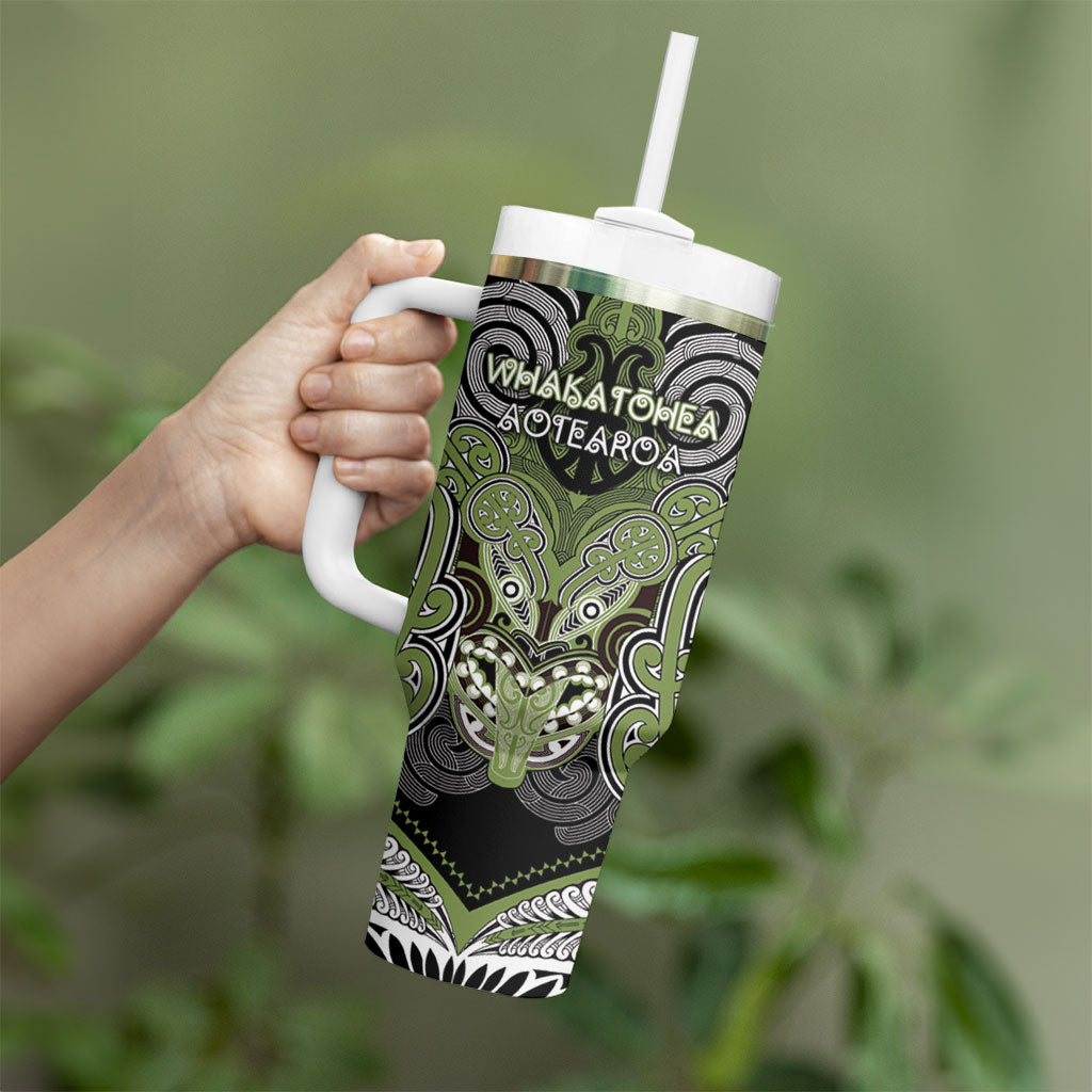 Aotearoa Iwi Whakatohea Personalised Tumbler With Handle Maori Kowhaiwhai Pattern LT19 - Polynesian Pride