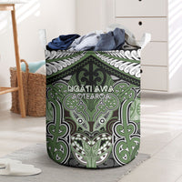 Aotearoa Iwi Ngati Awa Laundry Basket Maori Kowhaiwhai Pattern LT19 Green - Polynesian Pride