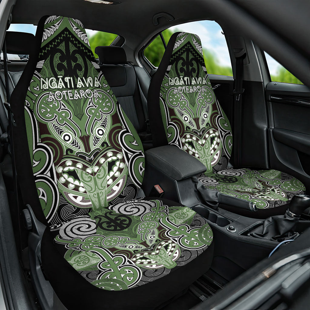 Aotearoa Iwi Ngati Awa Car Seat Cover Maori Kowhaiwhai Pattern LT19 One Size Green - Polynesian Pride
