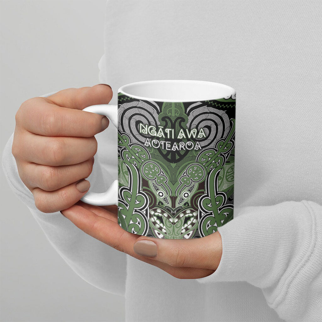 Aotearoa Iwi Ngati Awa Personalised Ceramic Mug Maori Kowhaiwhai Pattern LT19 - Polynesian Pride