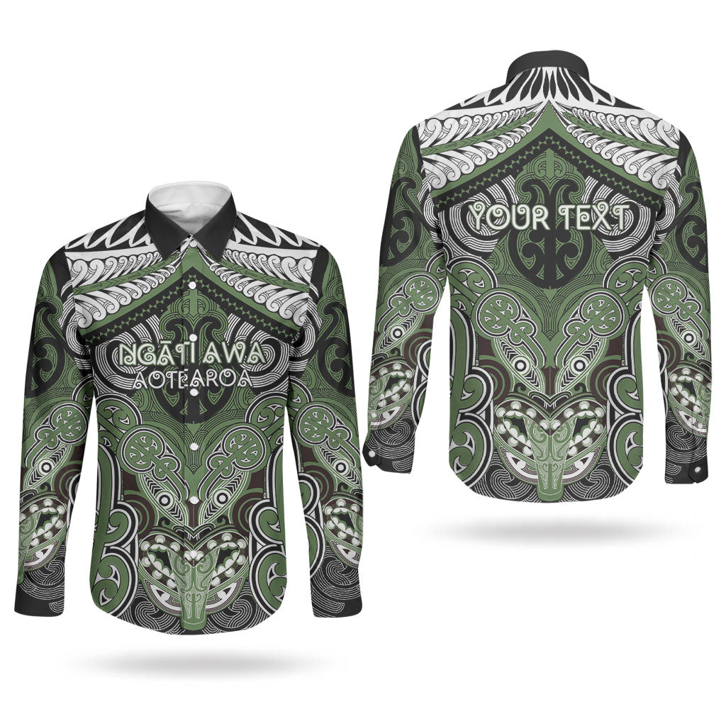 Aotearoa Iwi Ngati Awa Personalised Couples Matching Off Shoulder Maxi Dress and Long Sleeve Button Shirt Maori Kowhaiwhai Pattern LT19 - Polynesian Pride