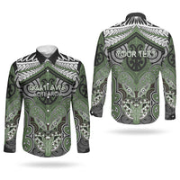 Aotearoa Iwi Ngati Awa Personalised Couples Matching Off Shoulder Maxi Dress and Long Sleeve Button Shirt Maori Kowhaiwhai Pattern LT19 - Polynesian Pride