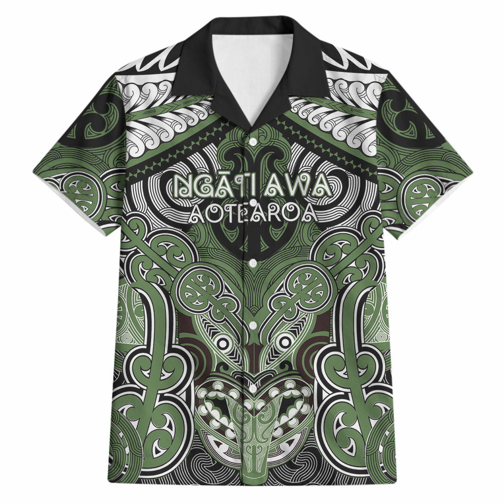 Aotearoa Iwi Ngati Awa Personalised Hawaiian Shirt Maori Kowhaiwhai Pattern LT19 Green - Polynesian Pride