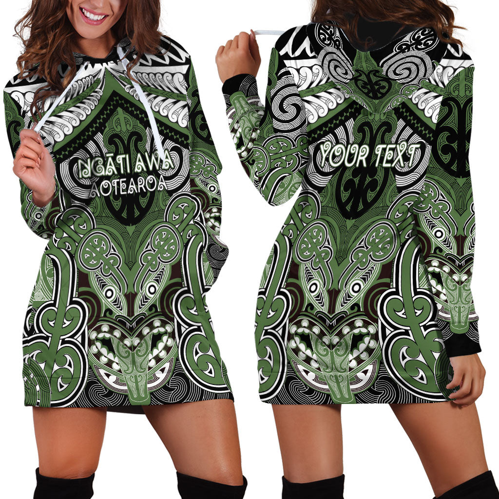 Aotearoa Iwi Ngati Awa Personalised Hoodie Dress Maori Kowhaiwhai Pattern LT19 - Polynesian Pride