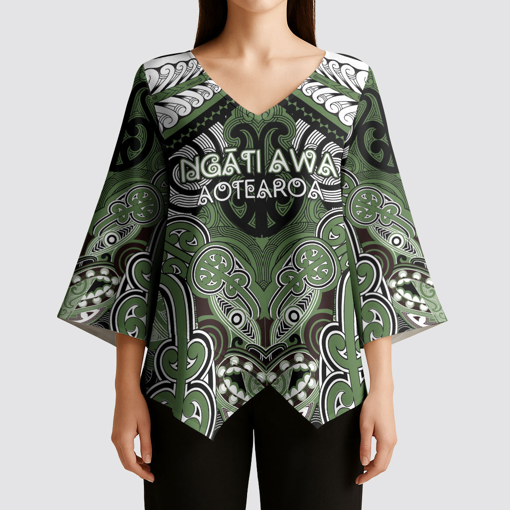 Aotearoa Iwi Ngati Awa Personalised Kimono Sleeve Blouse Maori Kowhaiwhai Pattern LT19 - Polynesian Pride