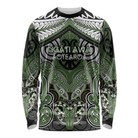 Aotearoa Iwi Ngati Awa Personalised Long Sleeve Shirt Maori Kowhaiwhai Pattern LT19 Unisex Green - Polynesian Pride